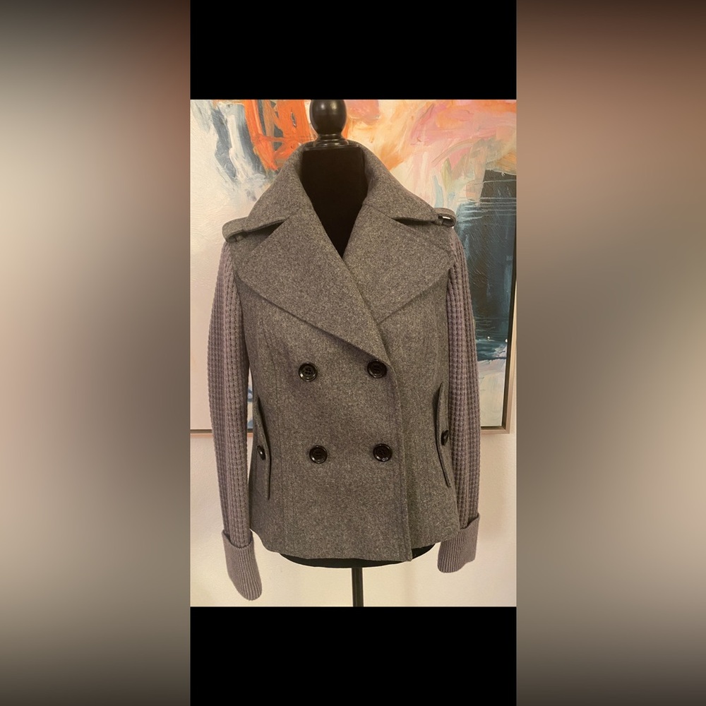 Burberry London Gray Double-Breasted Pea Coat.